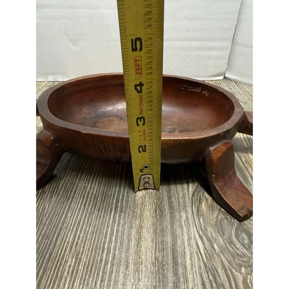 Vintage Wooden Turtle Hand Carved Wood‎ Trinket/Coin Box